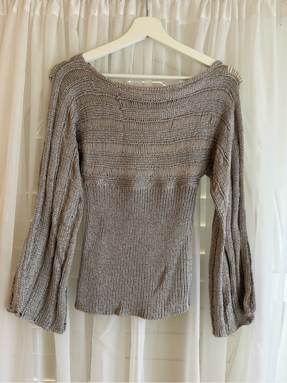 Armani Exchange Knit Fitted Bell Sleeve Top